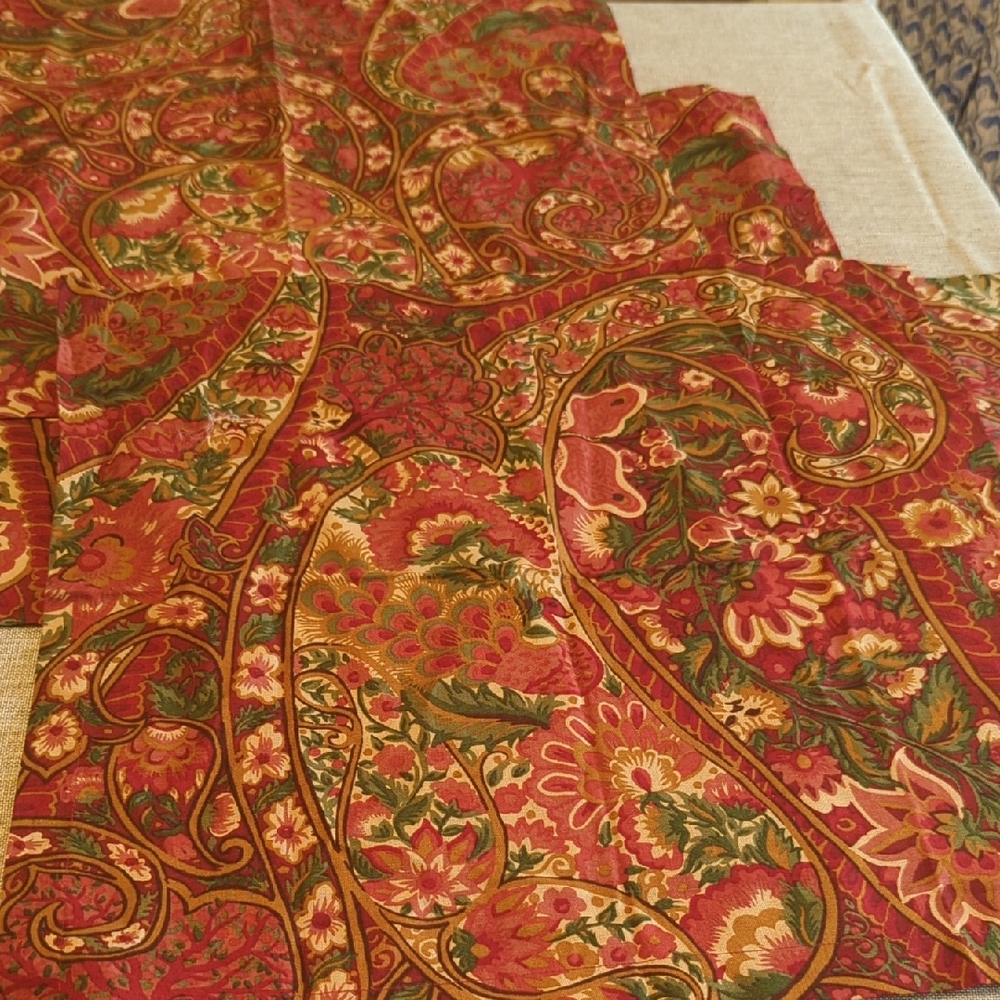 Pottery Barn Red and Green Paisley Fabric